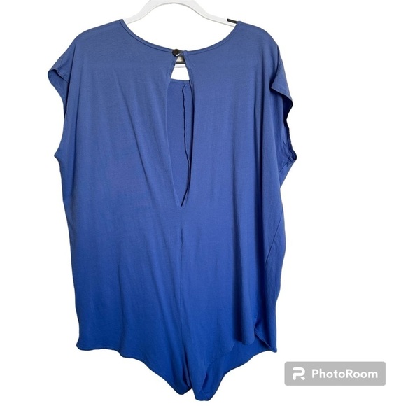 Free People Beach Blue Cotton Relaxed Fit Shorts Short sleeves romper Size XS - Picture 3 of 12